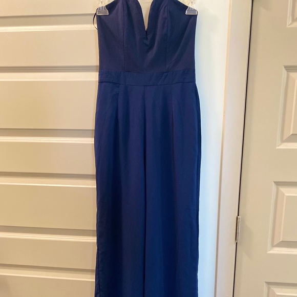 Navy blue high waisted jumpsuit - Picture 3 of 5